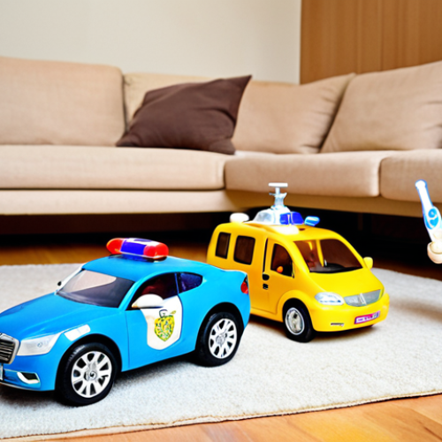 **Prompt 1:** A diverse group of Swedish children, aged 4-7, joyfully immersed in imaginative play with Robocar Poli toys in a bright, child-friendly living room. They are actively creating an elaborate "rescue mission" scene, featuring Poli the police car, Roy the fire truck, Amber the ambulance, and Helly the helicopter. The scene captures cooperation, creativity, and the magic of active, physical storytelling, with durable, well-loved toys.